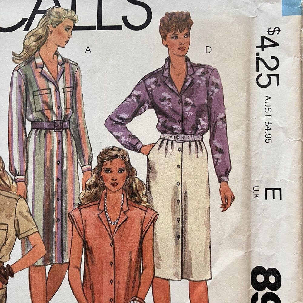 Vintage McCall’s Pattern 8940 Women’s Favorite Dress Shirt & Skirt Size 14 Uncut - Picture 3 of 9